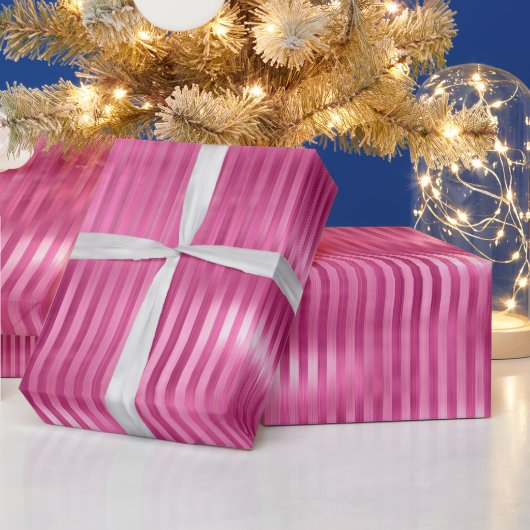 Hot-roze stripes cadeaupapier (Feestdagen)
