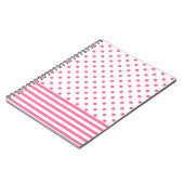 Hot-roze stripes en pokadots notitieboek (Linkerzijde)