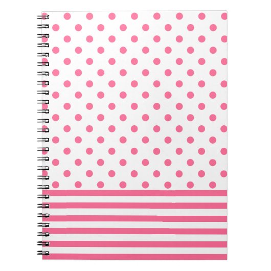 Hot-roze stripes en pokadots notitieboek (Voorkant)