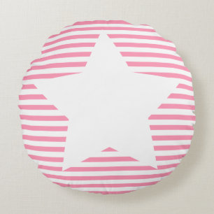 Hot-roze stripes en witte ster - Ronde piloot Rond Kussen