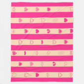 Hot-roze Stripes Modern Heart Patroon Fleece Deken (Voorkant)