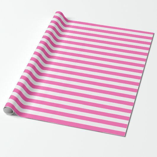 Hot-roze stripes omslagpapier cadeaupapier (Uitgerold)