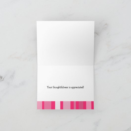 Hot-roze stripkaart - Hartelijk dank Bedankkaart (Binnen)