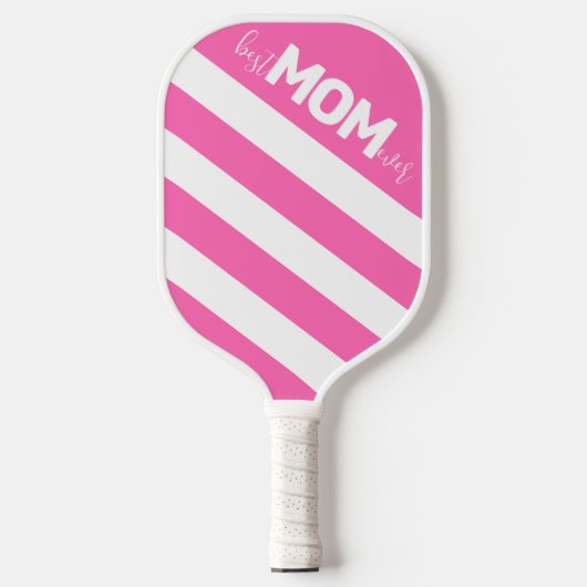 Hot-roze strips Beste mama ooit Pickleball Paddle (Voorkant)