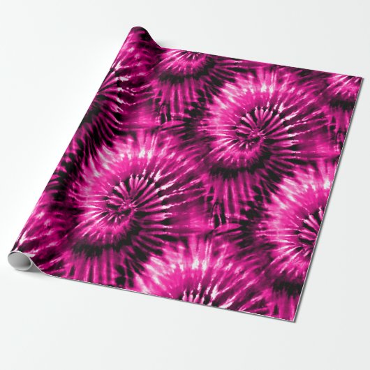 Hot roze stropdas kleurstof psychedelische starbur cadeaupapier (Uitgerold)