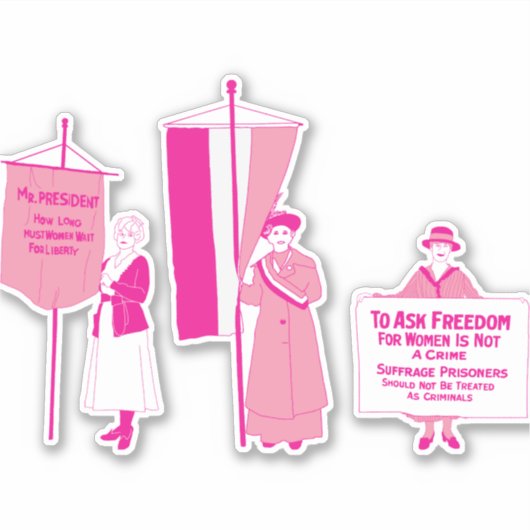 Hot roze suffragettes sticker (Voorkant)