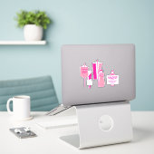 Hot roze suffragettes sticker (Laptop op bureau)