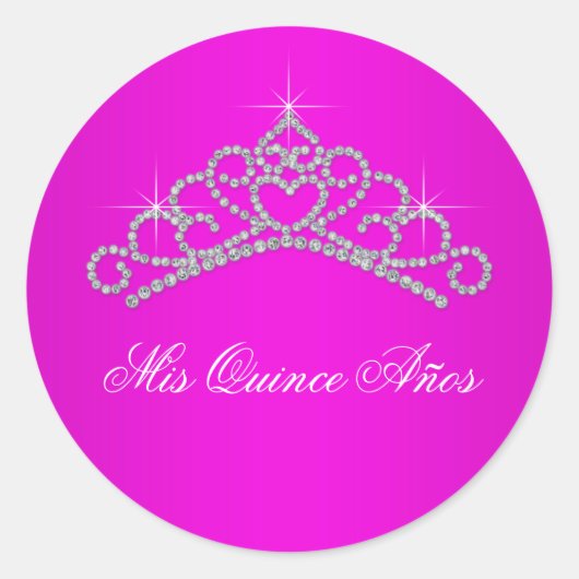 Hot roze tiara zoet 15 16 quinceana label (Voorkant)
