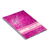 Hot-roze tinten Glitter Textuur-Monogram 2 Notitieboek (Rechterzijde)