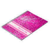 Hot-roze tinten Glitter Textuur-Monogram 2 Notitieboek (Linkerzijde)