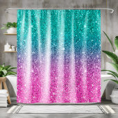 Hot-roze tot turquoise faux glitter ombre douchegordijn