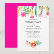 Hot-roze tropisch zomervirtueel Baby shower
