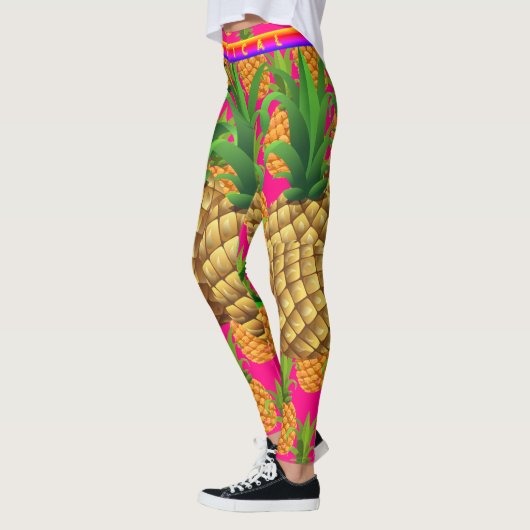 Hot-roze tropische anananassische Leggings (Links)