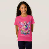 Hot roze tulp fee prinses meisjes t-shirt (Voorkant volledig)