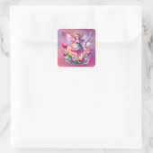 Hot roze tulp fee prinses meisjes vierkante sticker (Tas)