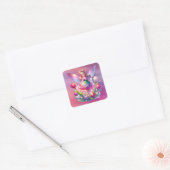 Hot roze tulp fee prinses meisjes vierkante sticker (Envelop)