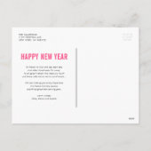 Hot roze typografie fotocollage gelukkig nieuwjaar feestdagenkaart (Achterkant)