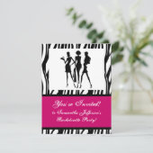 Hot-roze uitnodiging voor Zebra (Staand voorkant)