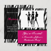 Hot-roze uitnodiging voor Zebra (Voorkant / Achterkant)