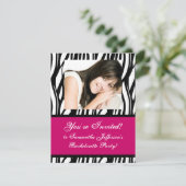 Hot-roze uitnodiging voor Zebra (Staand voorkant)