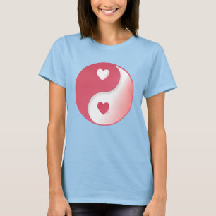 Hot-roze Valentijn Yin-Yang-Shirten T-shirt