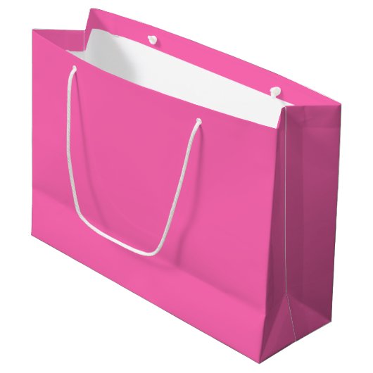 Hot-roze, vaste kleur groot cadeauzakje (Voorkant Gekanteld)