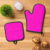 Hot-roze, vaste kleur ovenwant & pannenlap set (Top down)