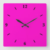 Hot-roze, vaste kleur vierkante klok (Voorkant)