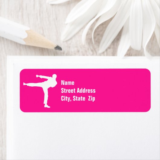 Hot roze vechtsporten etiket (Insitu)