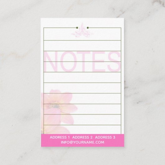 Hot-roze ventilator - Visitekaartje (Achterkant)