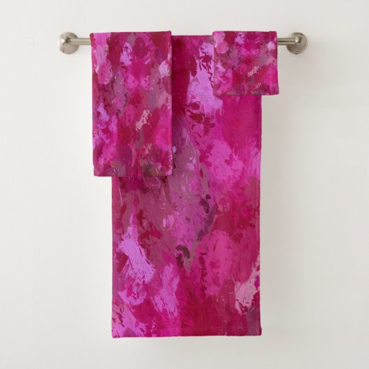 Hot-roze verfbalken bad handdoek (Insitu)