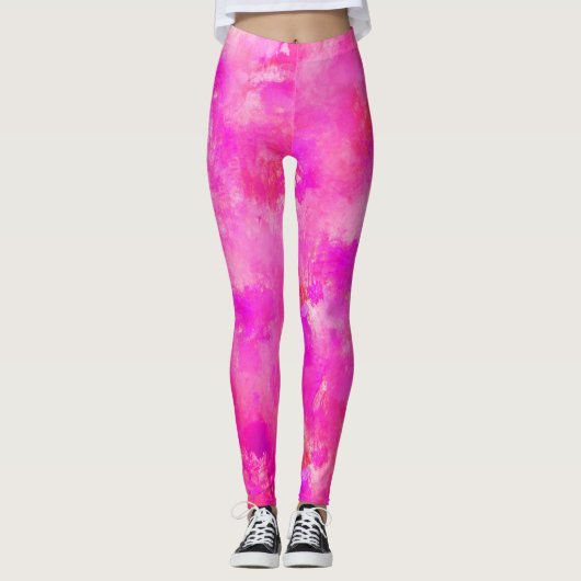 Hot-roze verfplaat leggings (Voorkant)