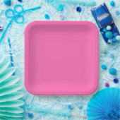 Hot Roze Vierkant Diner Papier Bord (Feest)