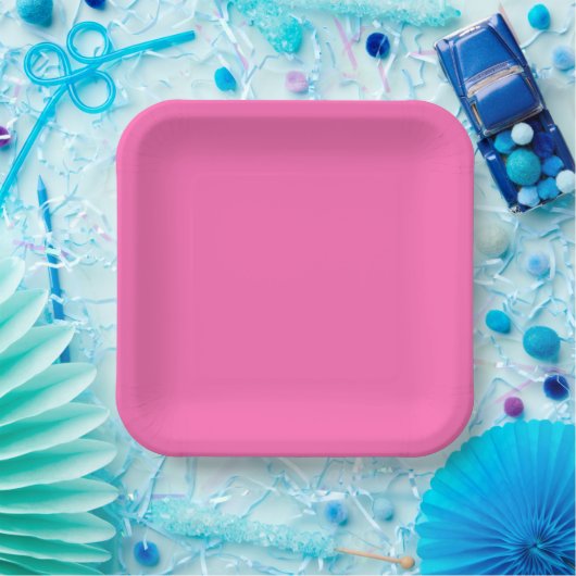 Hot Roze Vierkant Diner Papier Bord (Feest)
