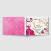 Hot roze vlinder jurk quinceanera gastenboek (Volledig)