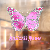 Hot roze vlinder logo raamsticker (Vel 2)