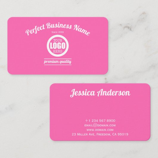 Hot-roze Voeg je eigen Logo toe Eenvoudig elegant Visitekaartje (Voorkant / Achterkant)