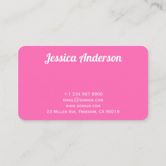 Hot-roze Voeg je eigen Logo toe Eenvoudig elegant Visitekaartje (Achterkant)
