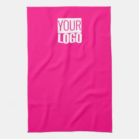 Hot-roze - voeg logo toe theedoek (Verticaal)