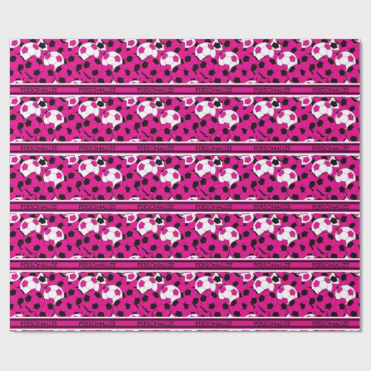 Hot-roze Voetbal collage Cadeaupapier (Vlak)
