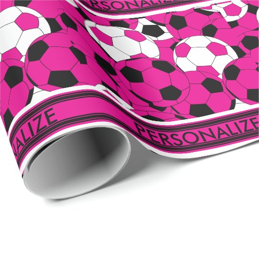 Hot-roze Voetbal collage Cadeaupapier (Rol Hoek)