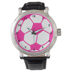 Hot-roze Voetbal Horloge
