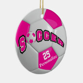 Hot-roze Voetbal | Personaliseren Keramisch Ornament (Rechts)