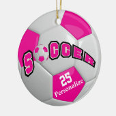 Hot-roze Voetbal | Personaliseren Keramisch Ornament (Links)