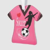 Hot-roze Voetbal Shirt Ornament (voorkant)