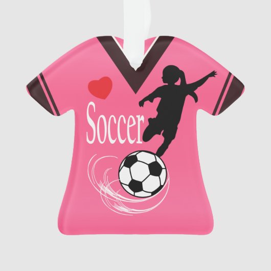 Hot-roze Voetbal Shirt Ornament (voorkant)