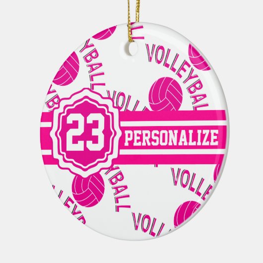 Hot-roze volleybal keramisch ornament (Links)