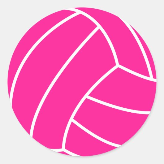 Hot-roze volleybal ronde sticker (Voorkant)