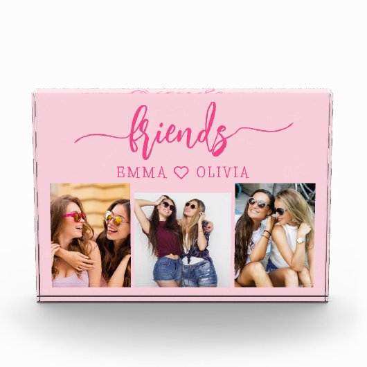 Hot roze vrienden 3 foto vriendschap collage (Voorkant)