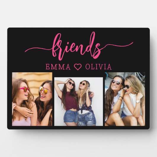 Hot roze vrienden 3 foto vriendschap collage fotoplaat (voorkant)
